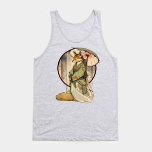 Art Nouveau Traditional Japanese Kitsune In A Kimono Tank Top